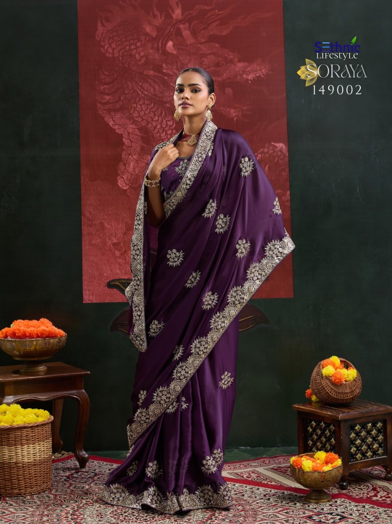 Soraya By Sethnic Satin Chiffon Designer Saree 